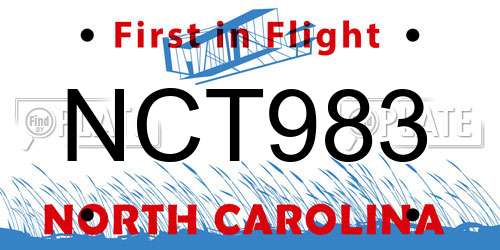 NCT983 North Carolina License Plate