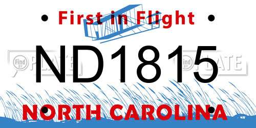 ND1815 North Carolina License Plate