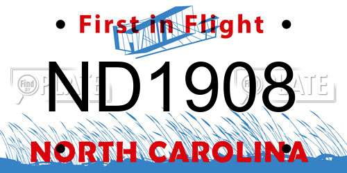 ND1908 North Carolina License Plate