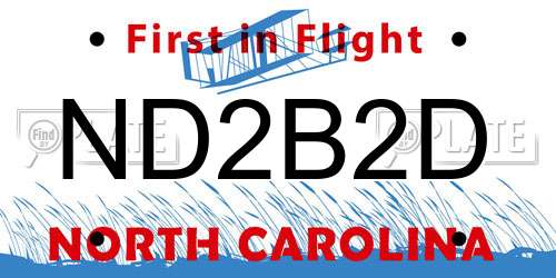 ND2B2D North Carolina License Plate