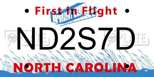 ND2S7D North Carolina License Plate