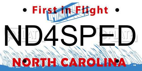 ND4SPED North Carolina License Plate