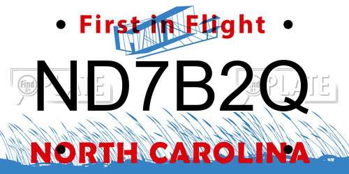 ND7B2Q North Carolina License Plate