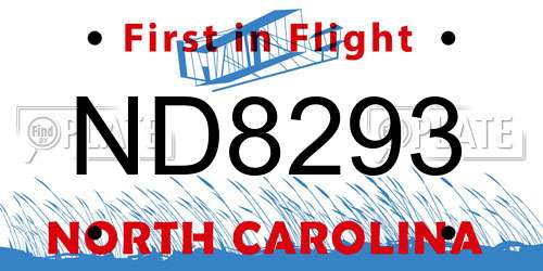 ND8293 North Carolina License Plate