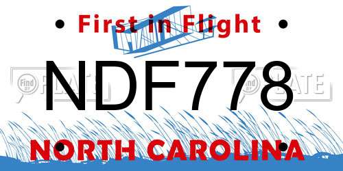 NDF778 North Carolina License Plate