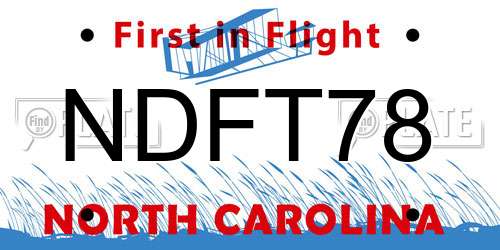 NDFT78 North Carolina License Plate