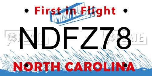 NDFZ78 North Carolina License Plate