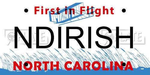 NDIRISH North Carolina License Plate