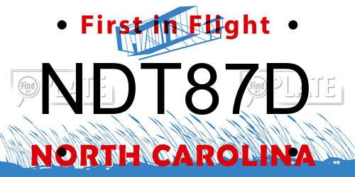 NDT87D North Carolina License Plate
