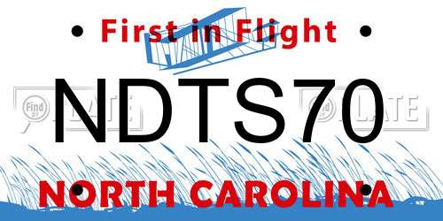 NDTS70 North Carolina License Plate