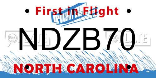 NDZB70 North Carolina License Plate