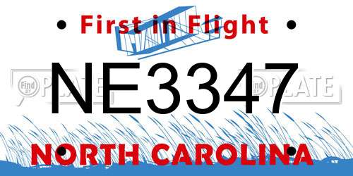 NE3347 North Carolina License Plate