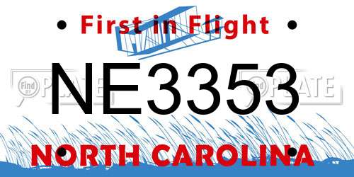 NE3353 North Carolina License Plate