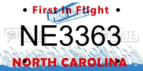 NE3363 North Carolina License Plate