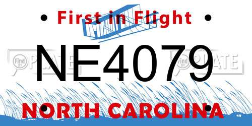 NE4079 North Carolina License Plate