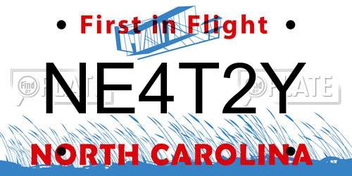 NE4T2Y North Carolina License Plate