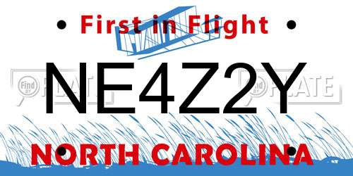 NE4Z2Y North Carolina License Plate