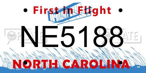 NE5188 North Carolina License Plate