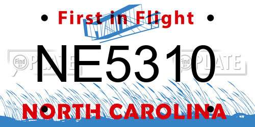NE5310 North Carolina License Plate