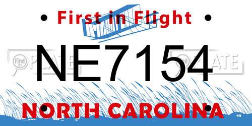 NE7154 North Carolina License Plate
