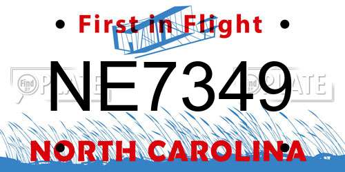 NE7349 North Carolina License Plate