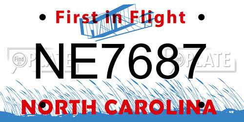 NE7687 North Carolina License Plate