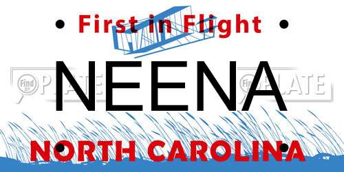 NEENA North Carolina License Plate