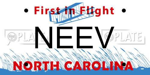 NEEV North Carolina License Plate