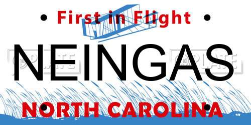 NEINGAS North Carolina License Plate