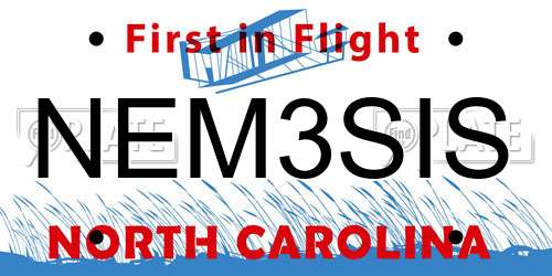 NEM3SIS North Carolina License Plate