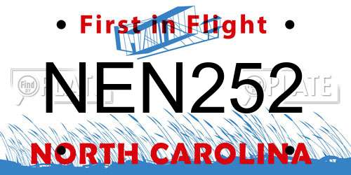NEN252 North Carolina License Plate