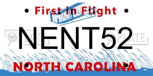 NENT52 North Carolina License Plate
