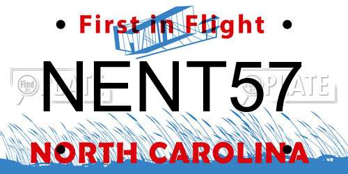 NENT57 North Carolina License Plate