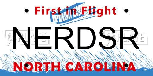 NERDSR North Carolina License Plate