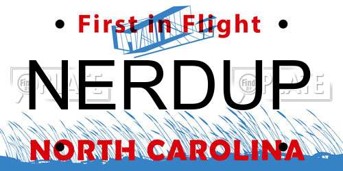 NERDUP North Carolina License Plate