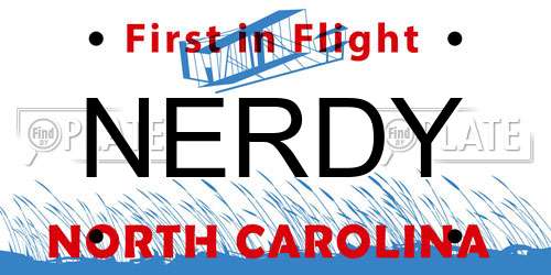 NERDY North Carolina License Plate