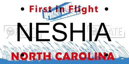 NESHIA North Carolina License Plate