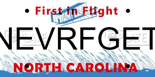 NEVRFGET North Carolina License Plate