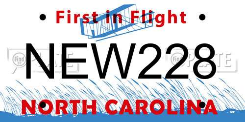 NEW228 North Carolina License Plate