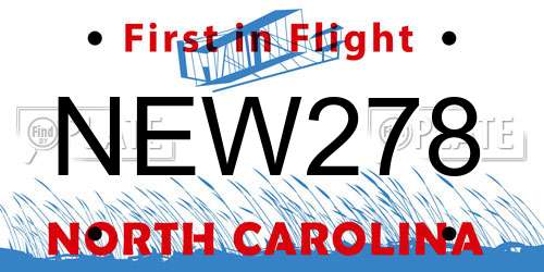 NEW278 North Carolina License Plate