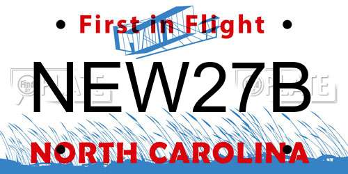 NEW27B North Carolina License Plate