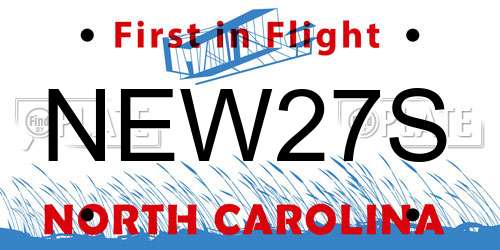 NEW27S North Carolina License Plate
