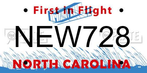 NEW728 North Carolina License Plate