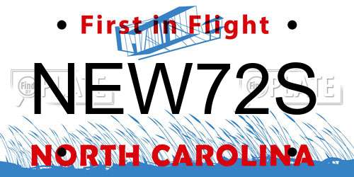 NEW72S North Carolina License Plate