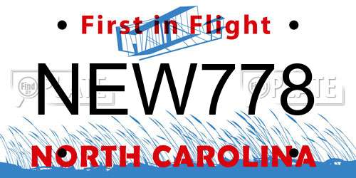 NEW778 North Carolina License Plate