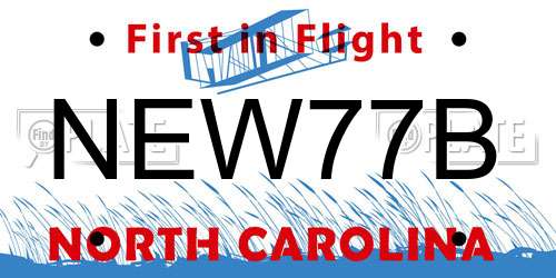 NEW77B North Carolina License Plate