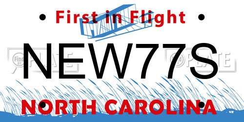 NEW77S North Carolina License Plate