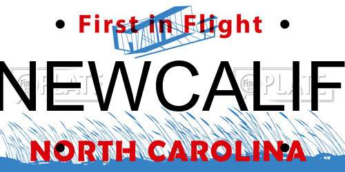 NEWCALIF North Carolina License Plate