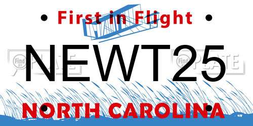 NEWT25 North Carolina License Plate