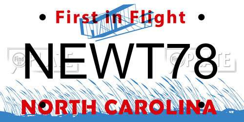 NEWT78 North Carolina License Plate